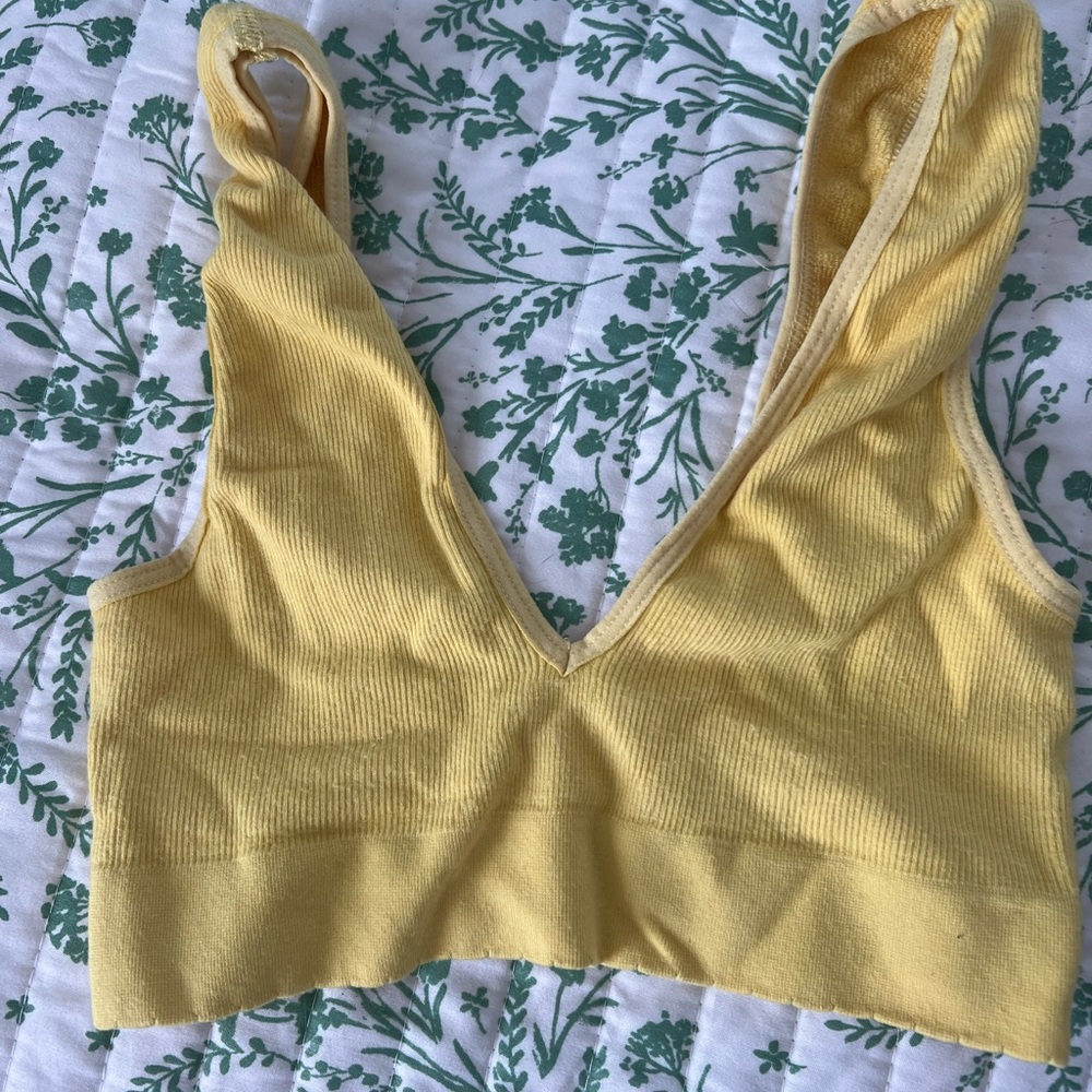 Anthropologie Sasha Seamless V-Neck Bra - size XS/S color yellow - Picture 4 of 5